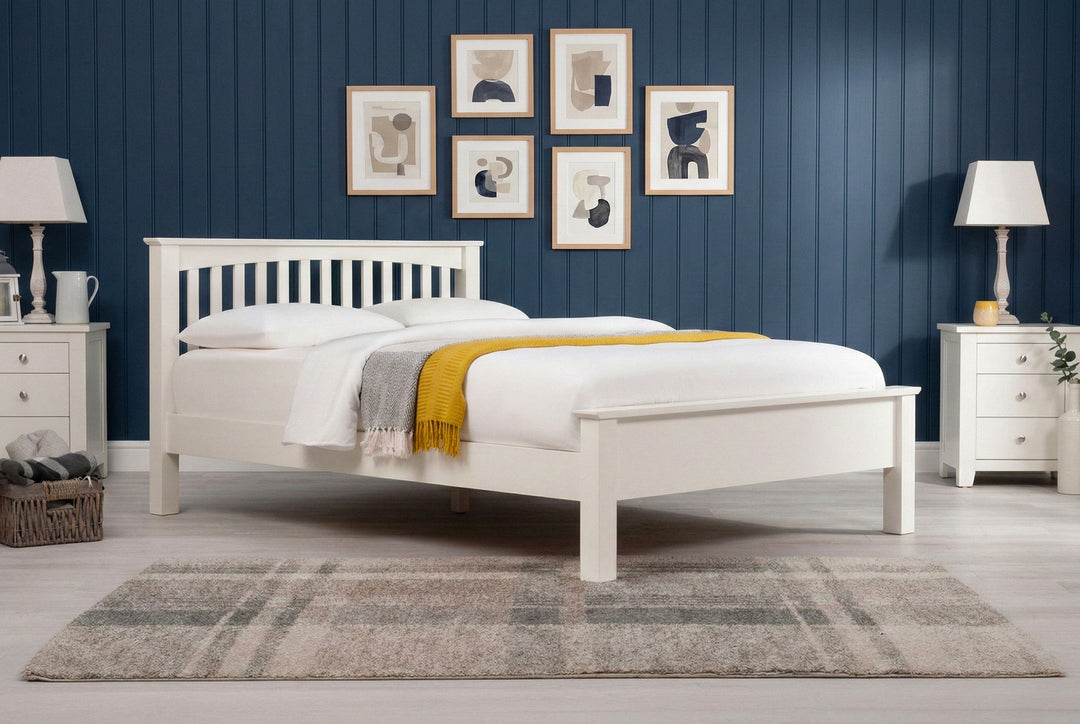 Boston Soft White Solid Wood Bed Frame - Low Foot End - 6ft Super King - The Oak Bed Store