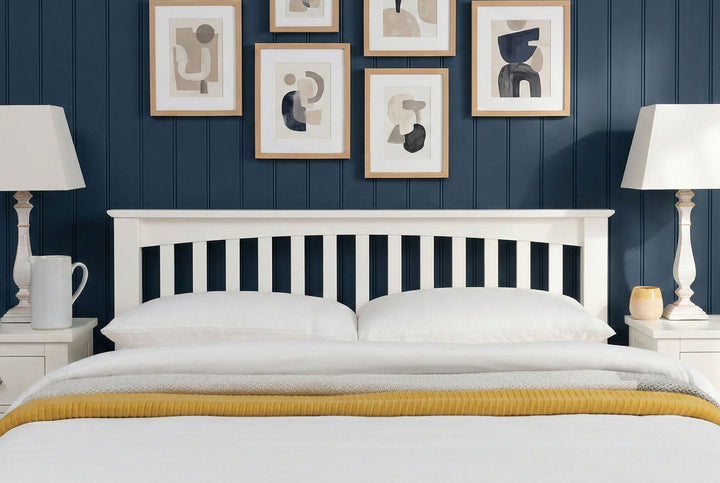 Boston Soft White Solid Wood Bed Frame - Low Foot End - 4ft6 Double - The Oak Bed Store