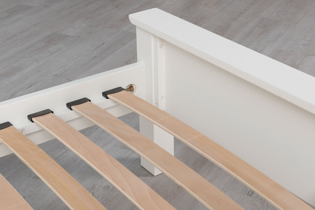 Boston Soft White Solid Wood Bed Frame - Low Foot End - 4ft6 Double - The Oak Bed Store
