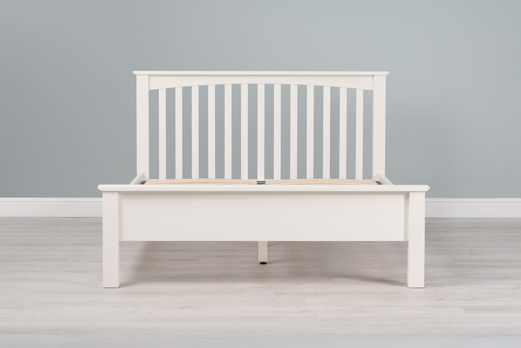 Boston Soft White Solid Wood Bed Frame - Low Foot End - 4ft Small Double - The Oak Bed Store