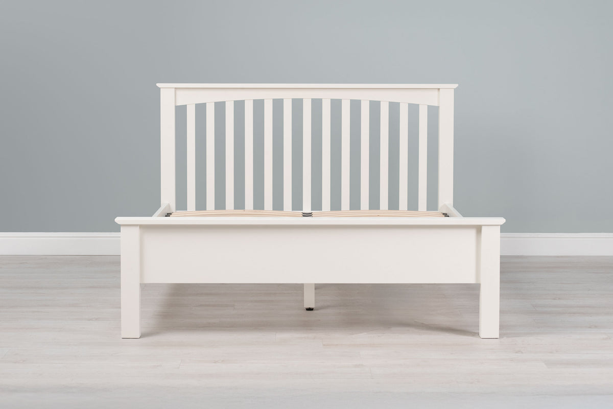 Boston Soft White Solid Wood Bed Frame - Low Foot End - 4ft Small Double - The Oak Bed Store