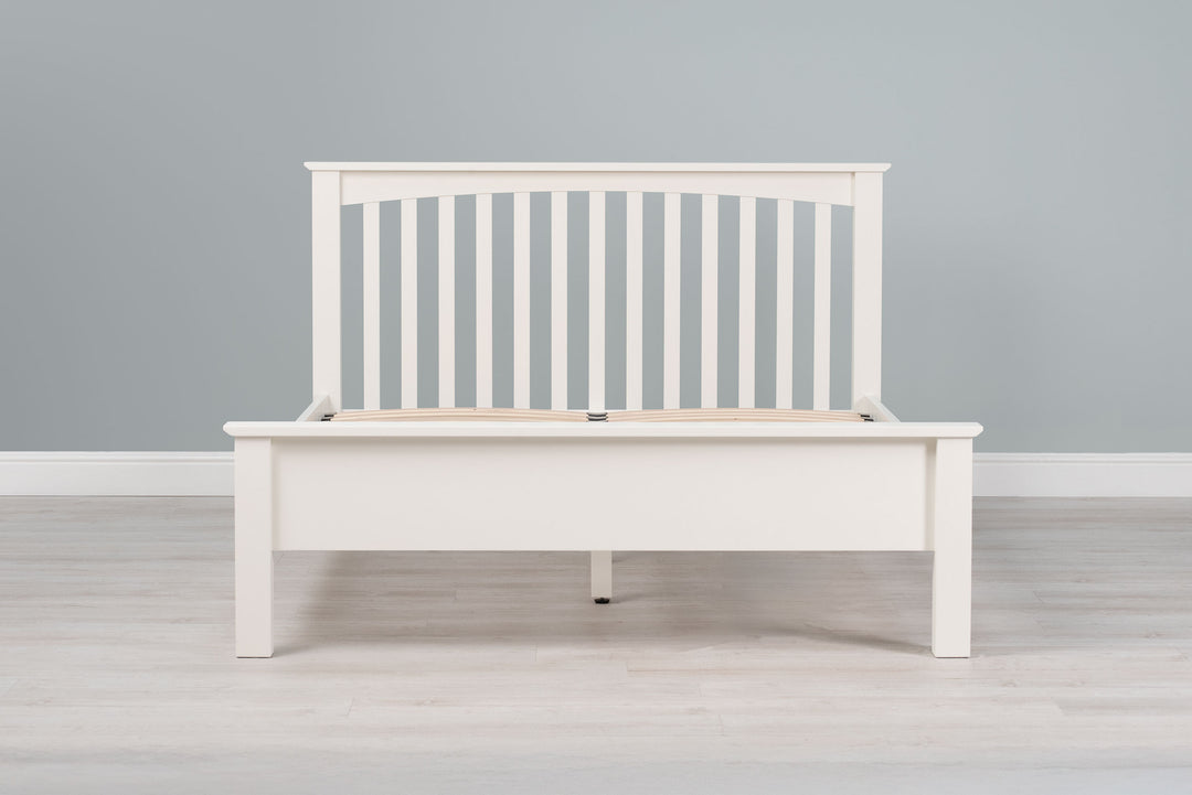 Boston Soft White Solid Wood Bed Frame - Low Foot End - 4ft6 Double - The Oak Bed Store