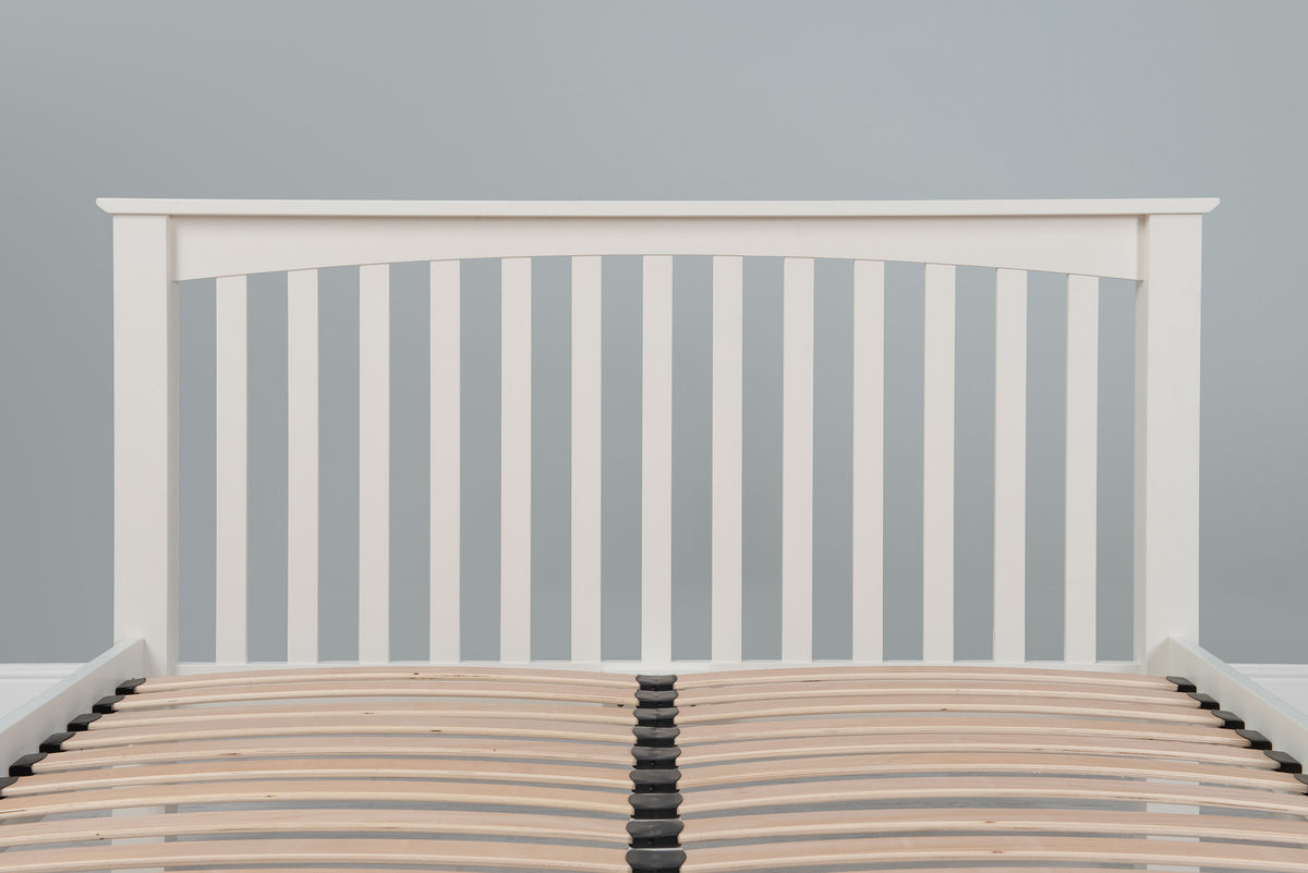 Boston Soft White Solid Wood Bed Frame - Low Foot End - 4ft6 Double - The Oak Bed Store