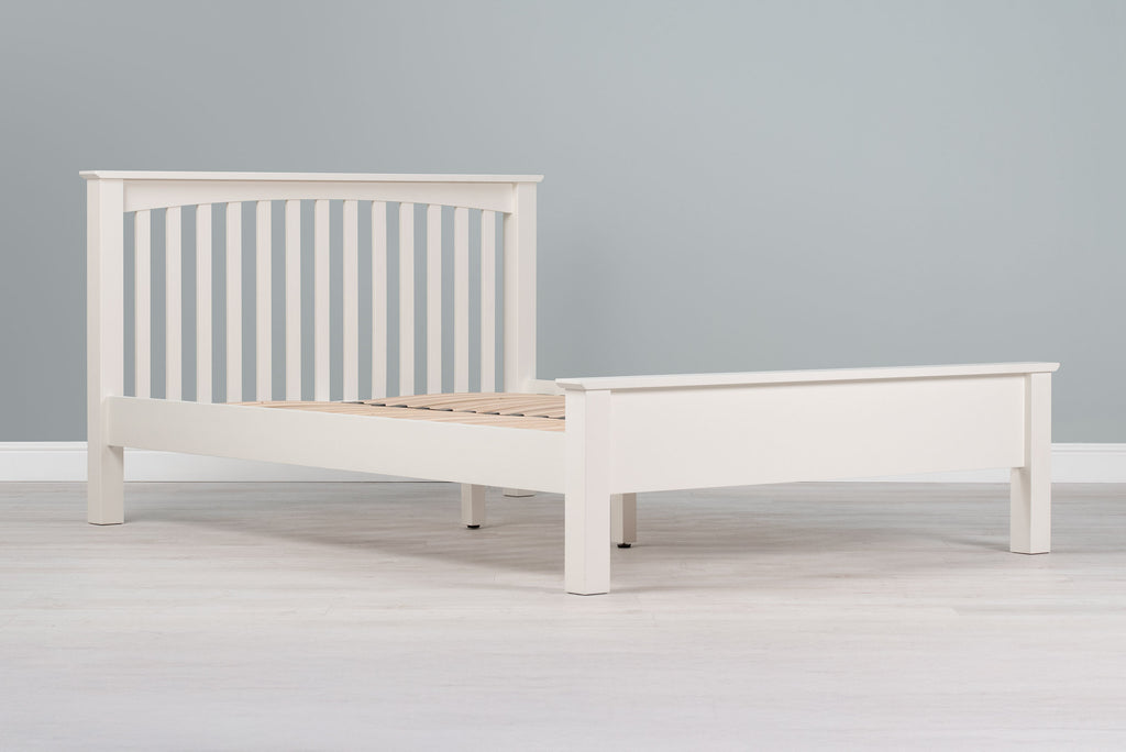 Boston Soft White Solid Wood Bed Frame - Low Foot End - 4ft6 Double - The Oak Bed Store