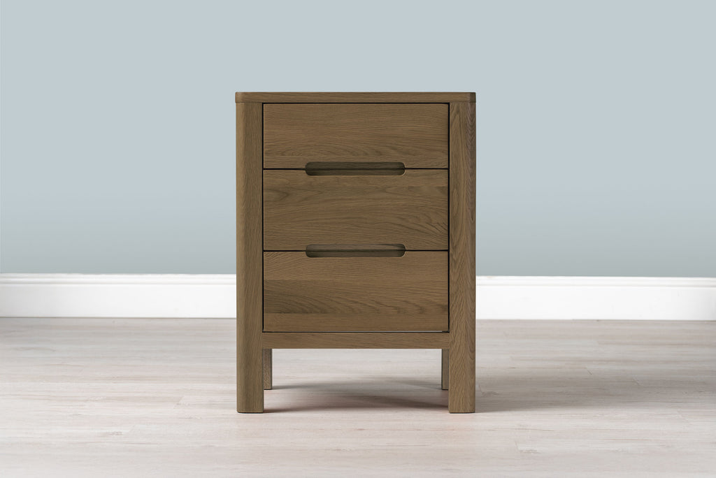 Rustic Oak 2+1 Drawer Bedside Table - Style 1 - Standard - The Oak Bed Store