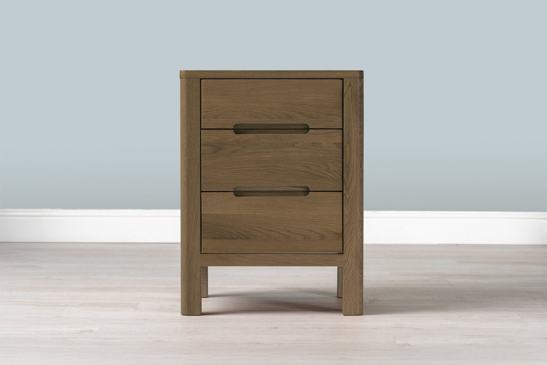 Rustic Oak 2+1 Drawer Bedside Table - Style 1 - Standard - The Oak Bed Store