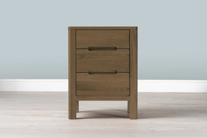 Rustic Oak 2+1 Drawer Bedside Table - Style 1 - Standard - The Oak Bed Store