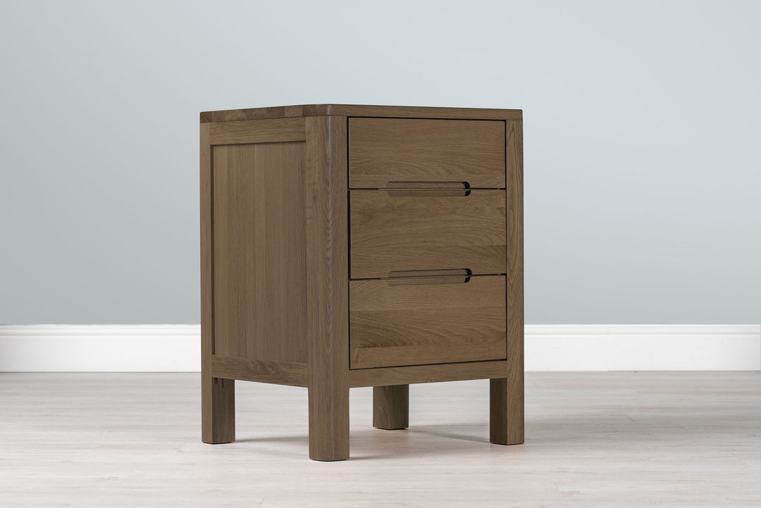 Rustic Oak 2+1 Drawer Bedside Table - Style 1 - Standard - The Oak Bed Store