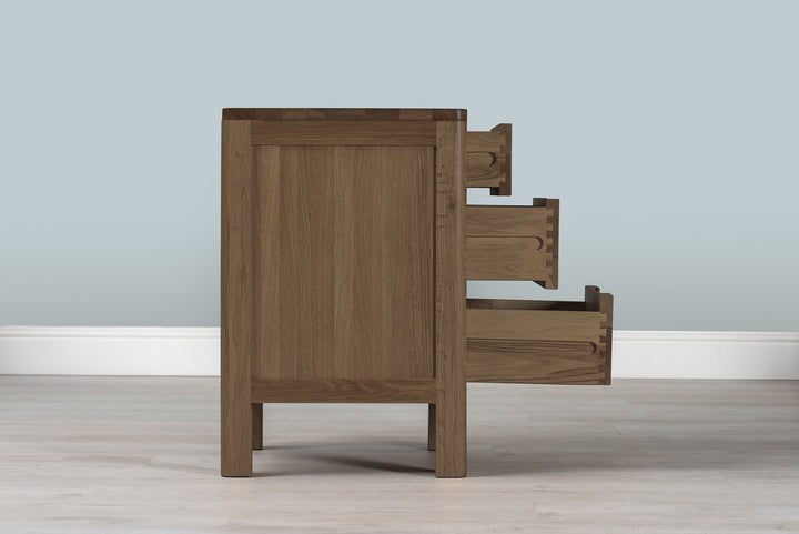 Rustic Oak 2+1 Drawer Bedside Table - Style 1 - Standard - The Oak Bed Store