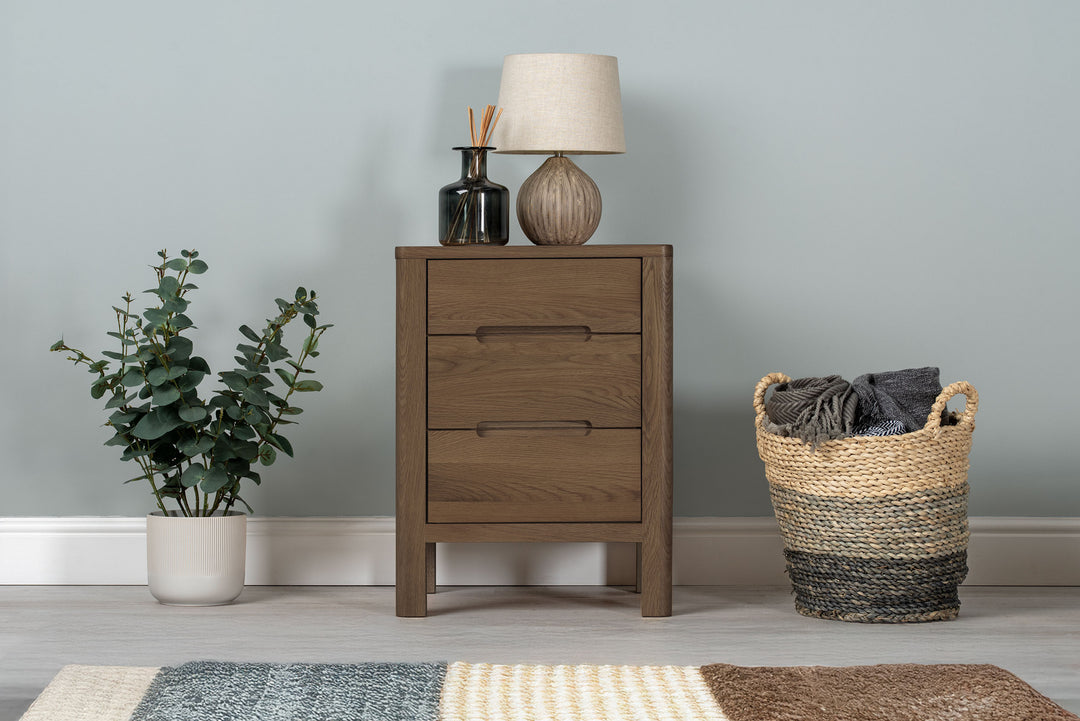 Rustic Oak 2+1 Drawer Bedside Table - Style 1 - Standard - The Oak Bed Store