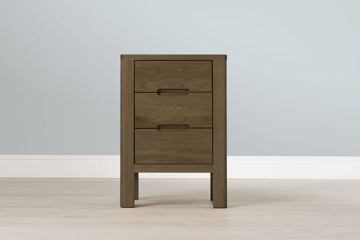 Rustic Oak 2+1 Drawer Bedside Table - Style 1 - Narrow - The Oak Bed Store