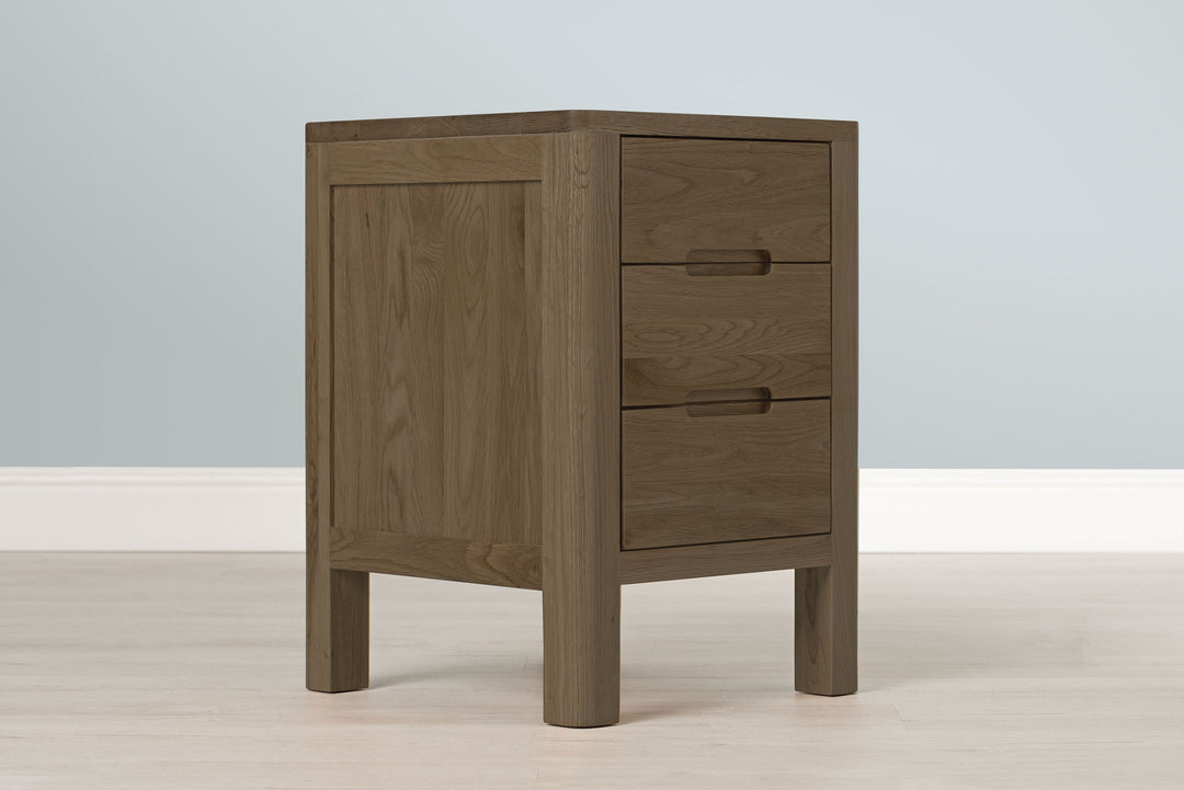 Rustic Oak 2+1 Drawer Bedside Table - Style 1 - Narrow - The Oak Bed Store
