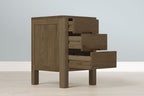 Rustic Oak 2+1 Drawer Bedside Table - Style 1 - Narrow - The Oak Bed Store
