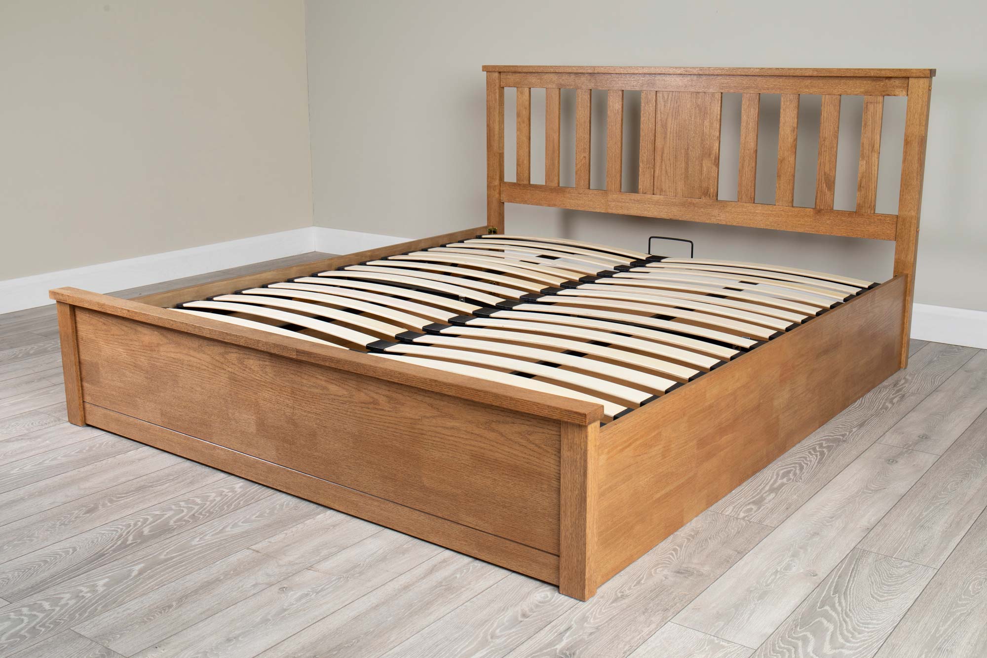 Chester Medium Oak Ottoman Storage Bed Frame 6ft Super King The Oak Bed Store