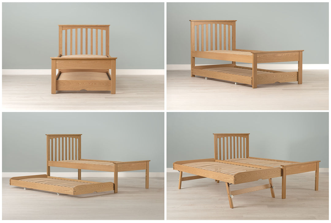 Heywood Solid Natural Oak Guest Bed (Low Foot End) - 3ft Single