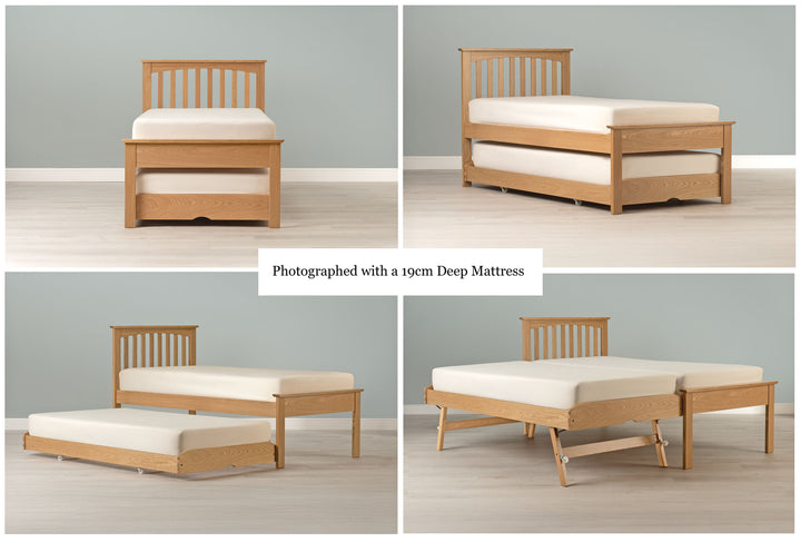 Heywood Solid Natural Oak Guest Bed (Low Foot End) - 3ft Single