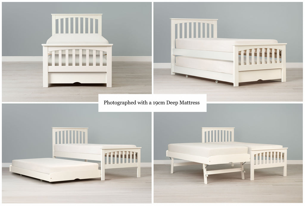 Heywood Soft White Solid Wood Guest Bed - 3ft Single