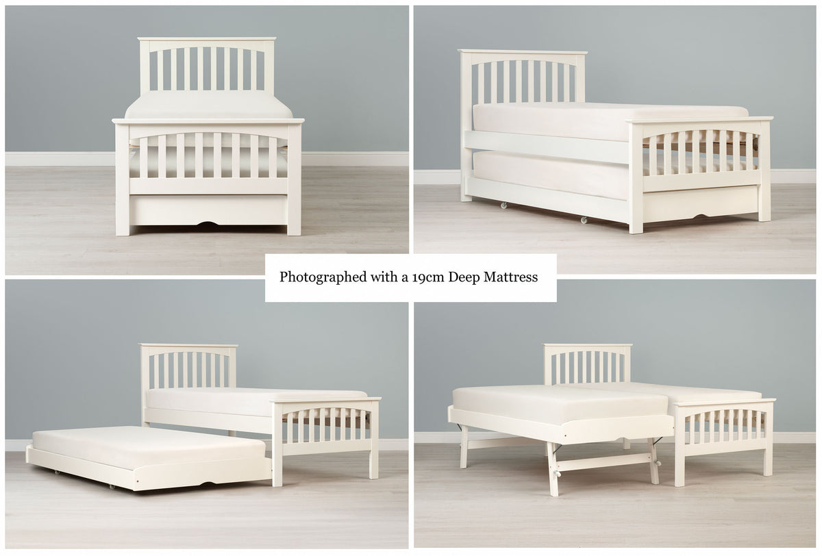 Heywood Soft White Solid Wood Guest Bed - 3ft Single