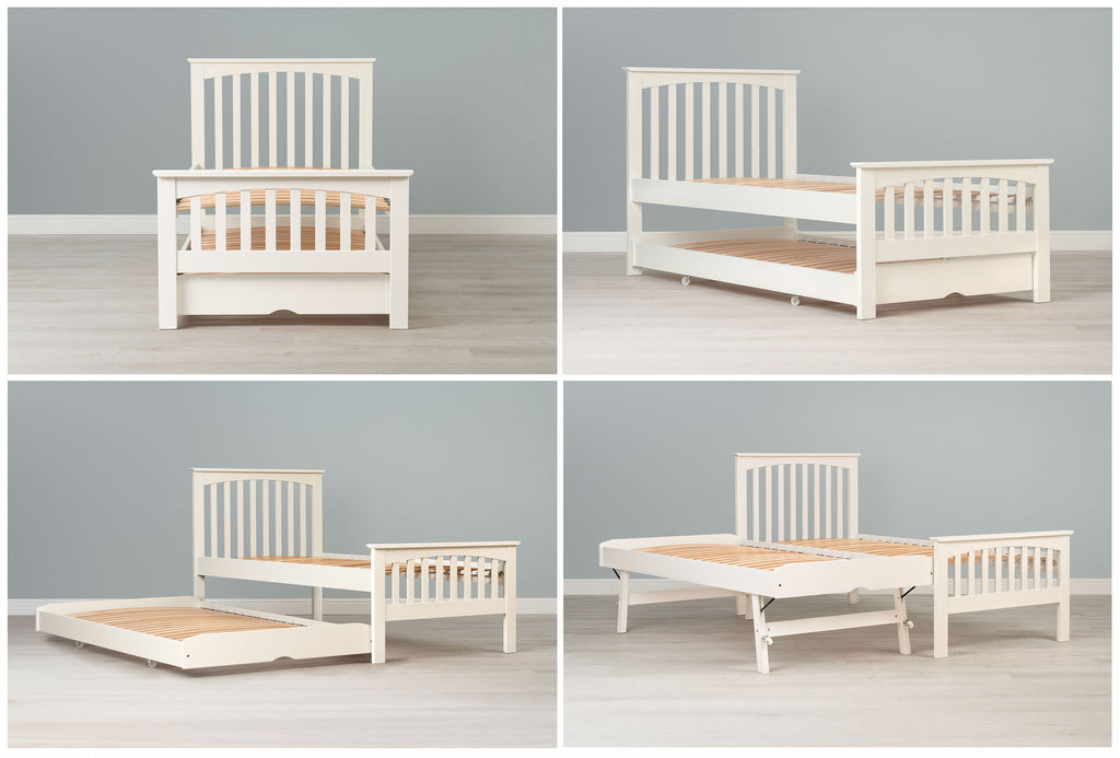 Heywood Soft White Solid Wood Guest Bed - 3ft Single
