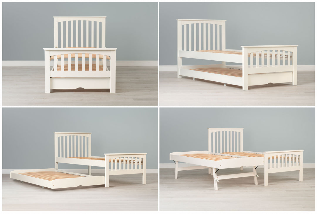 Heywood Soft White Solid Wood Guest Bed - 3ft Single