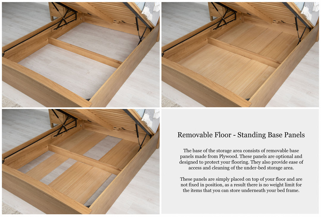 Royal Ascot Solid Natural Oak Ottoman Storage Bed Frame - 4ft6 Double