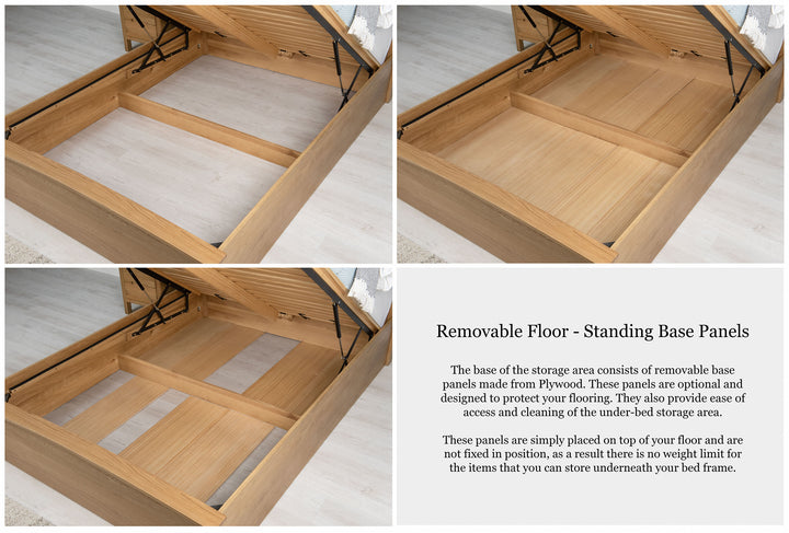Royal Ascot Solid Natural Oak Ottoman Storage Bed Frame - 6ft Super King