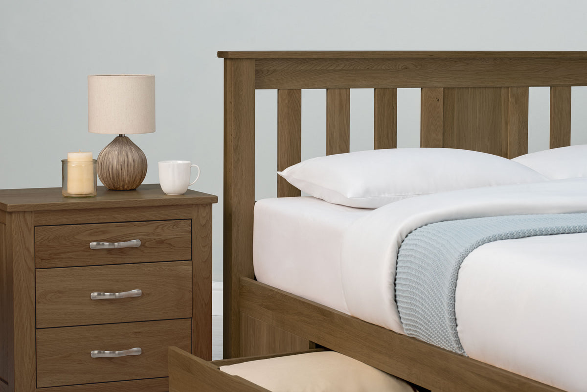 Wimbledon Solid Rustic Oak Storage Bed Frame - 4ft6 Double - The Oak Bed Store