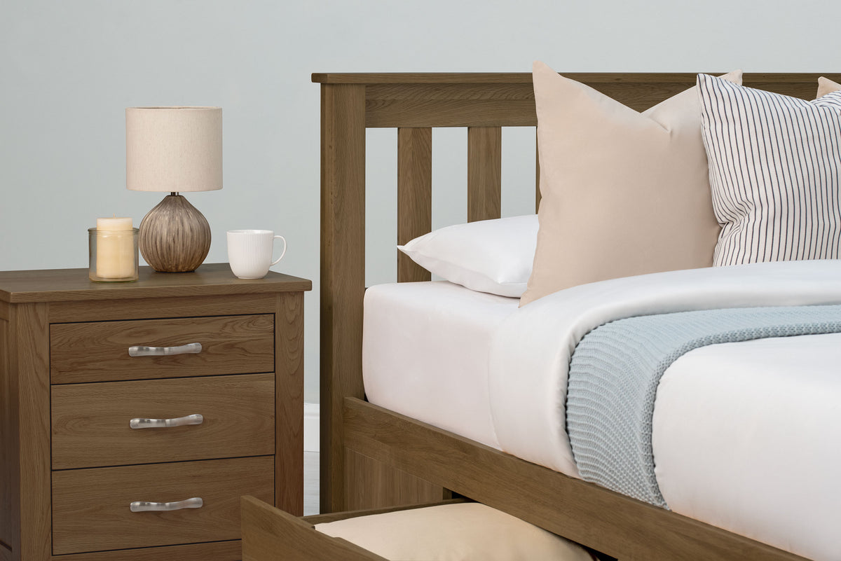 Wimbledon Solid Rustic Oak Storage Bed Frame - 5ft King Size - The Oak Bed Store