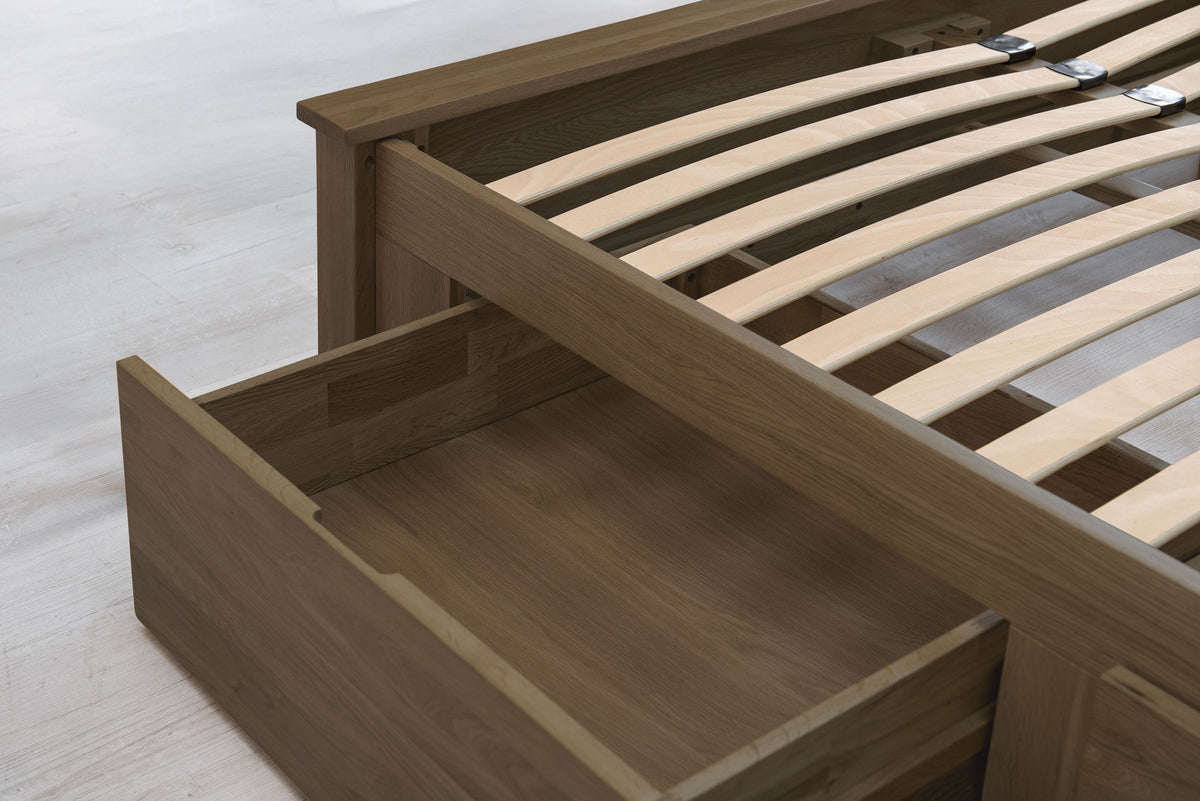 Wimbledon Solid Rustic Oak Storage Bed Frame - 5ft King Size - The Oak Bed Store