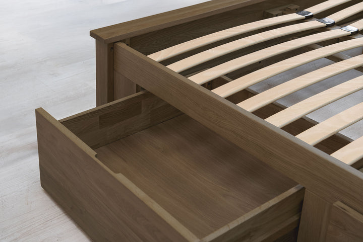 Wimbledon Solid Rustic Oak Storage Bed Frame - 5ft King Size