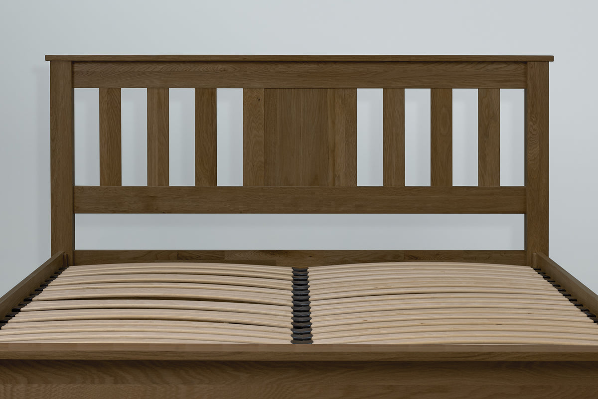 Wimbledon Solid Rustic Oak Storage Bed Frame - 4ft6 Double - The Oak Bed Store