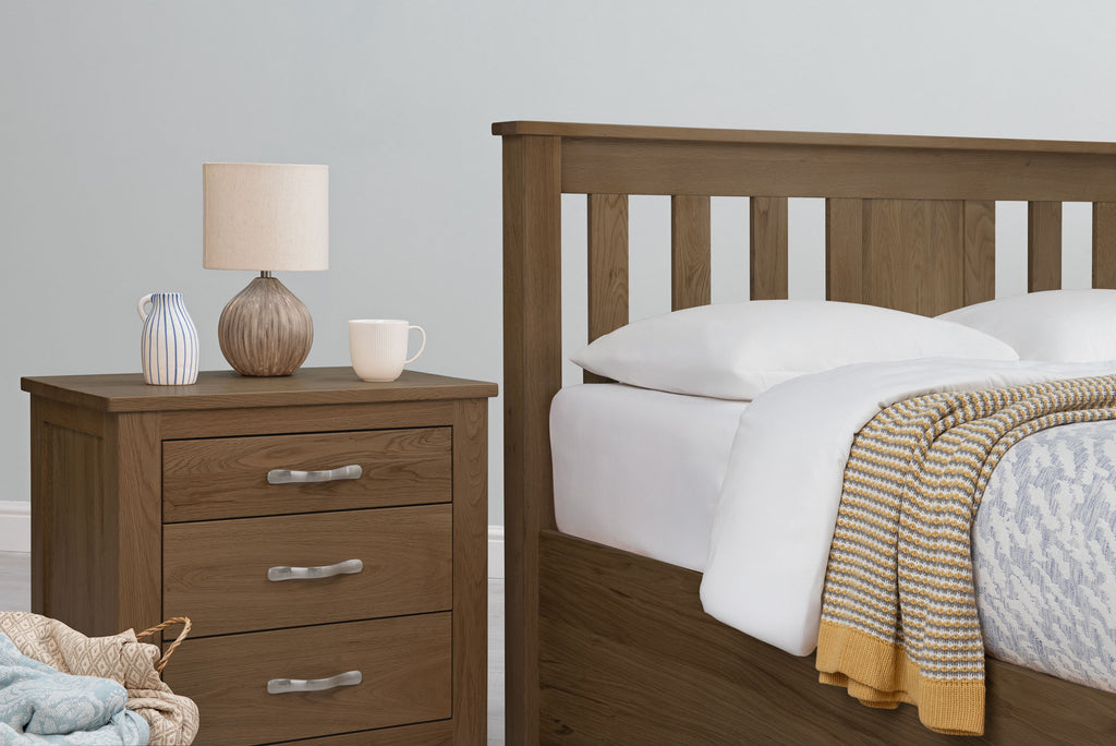 Wilmore Solid Rustic Oak Ottoman Storage Bed Frame - 6ft Super King - The Oak Bed Store