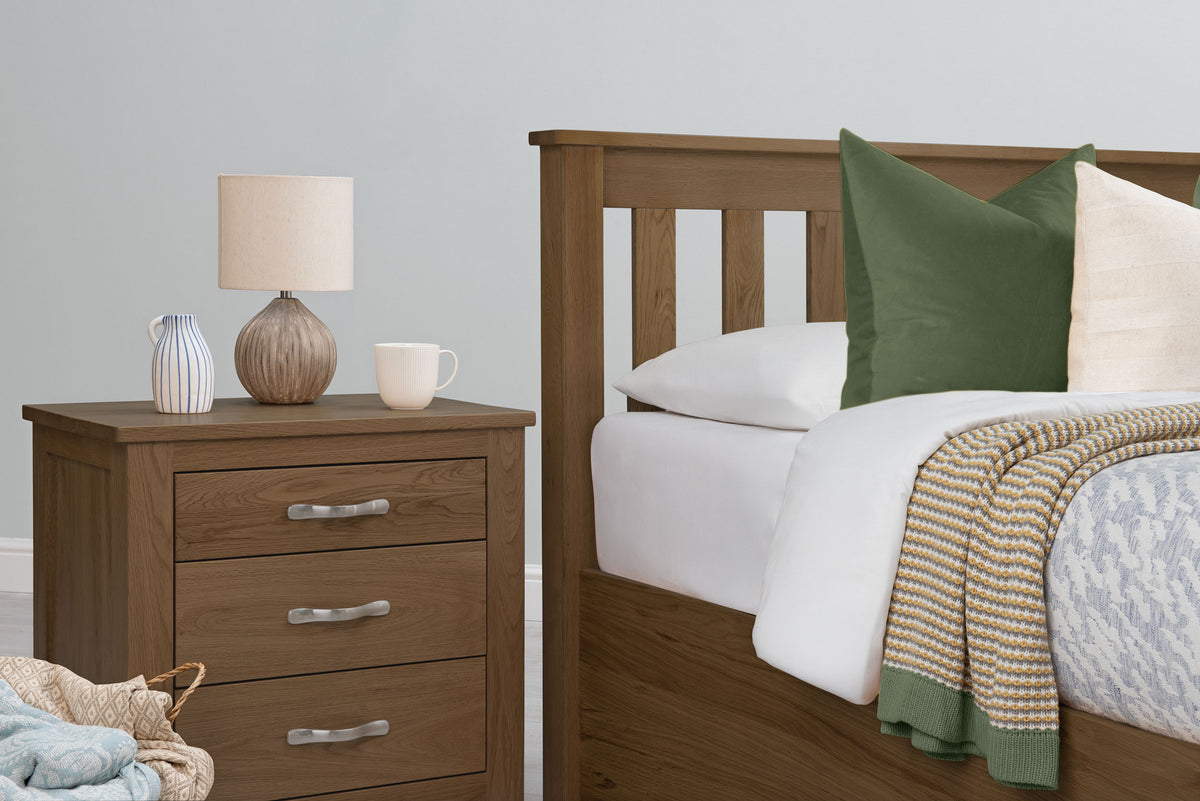 Wilmore Solid Rustic Oak Ottoman Storage Bed Frame - 6ft Super King - The Oak Bed Store
