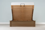 Wilmore Solid Rustic Oak Ottoman Storage Bed Frame - 6ft Super King - The Oak Bed Store