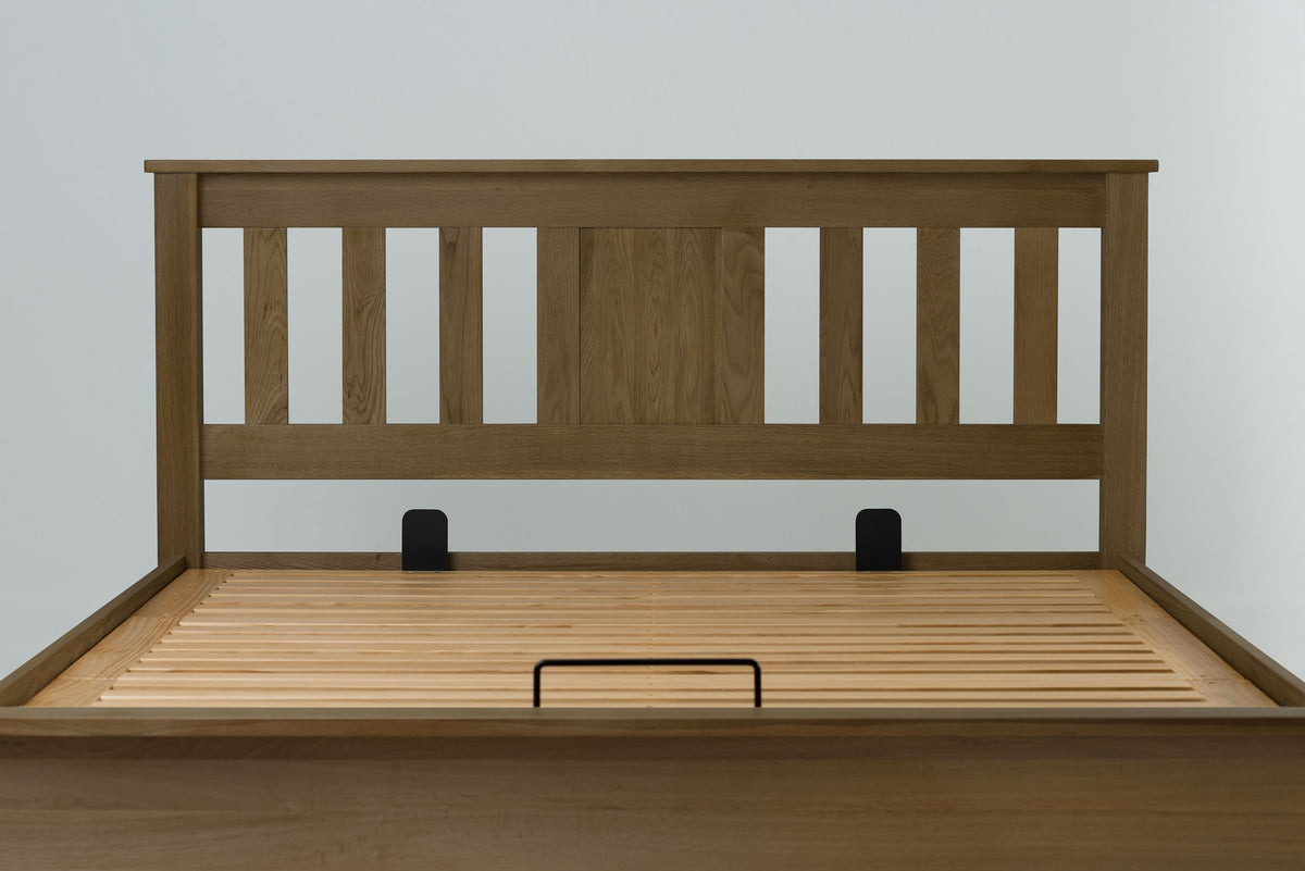 Wilmore Solid Rustic Oak Ottoman Storage Bed Frame - 6ft Super King - The Oak Bed Store