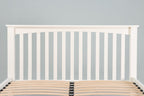 Close-up of the slatted headboard on the Boston Soft White 6ft Super King Size bed frame.