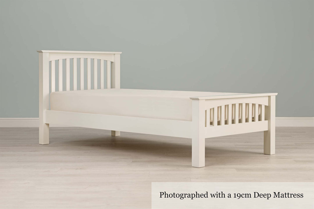 Boston Soft White Solid Wood Bed Frame - 3ft Single - The Oak Bed Store