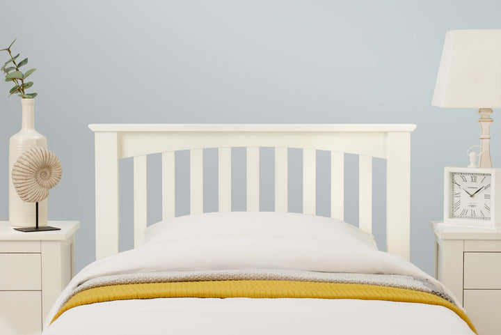 Boston Soft White Solid Wood Bed Frame - 3ft Single - The Oak Bed Store