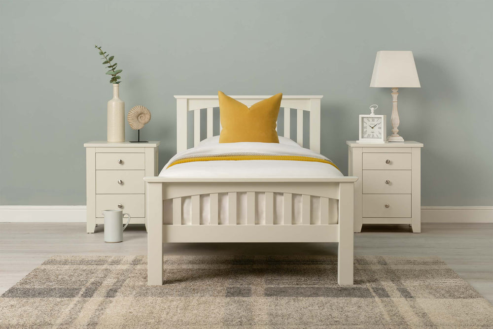 Boston Soft White Solid Wood Bed Frame - 3ft Single - The Oak Bed Store