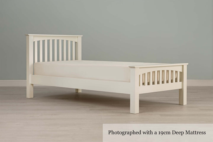 Boston Soft White Solid Wood Bed Frame - 3ft Single - The Oak Bed Store