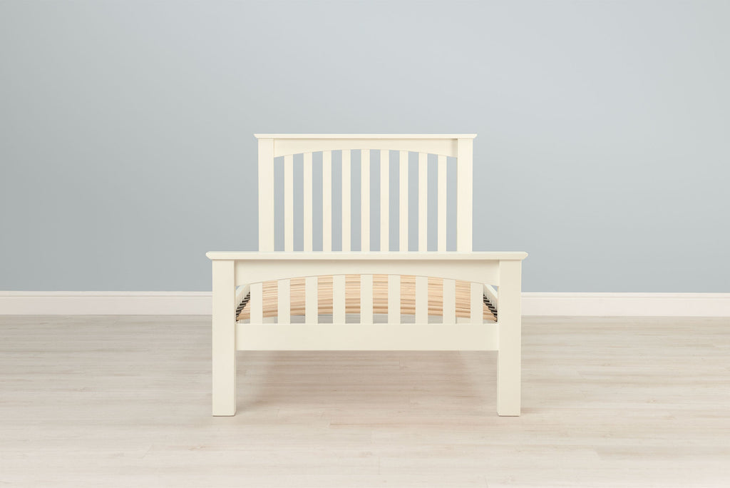 Boston Soft White Solid Wood Bed Frame - 3ft Single - The Oak Bed Store