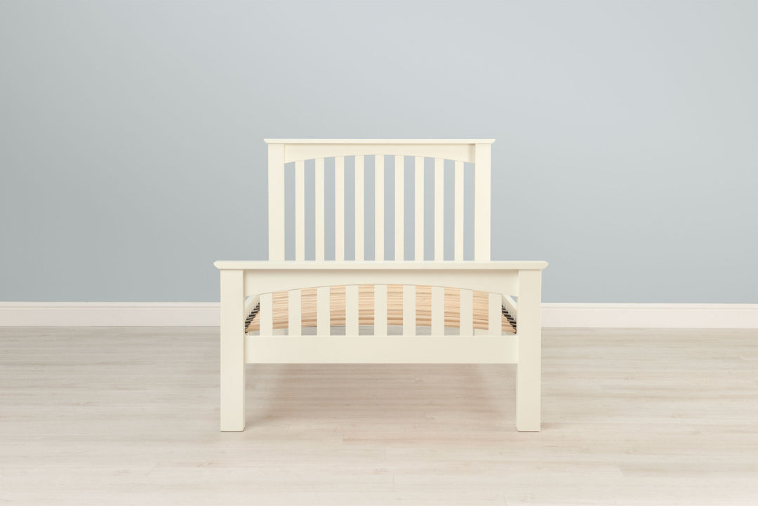 Boston Soft White Solid Wood Bed Frame - 3ft Single - The Oak Bed Store