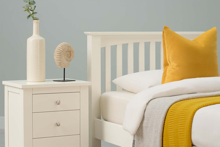 Boston Soft White Solid Wood Bed Frame - 3ft Single - The Oak Bed Store