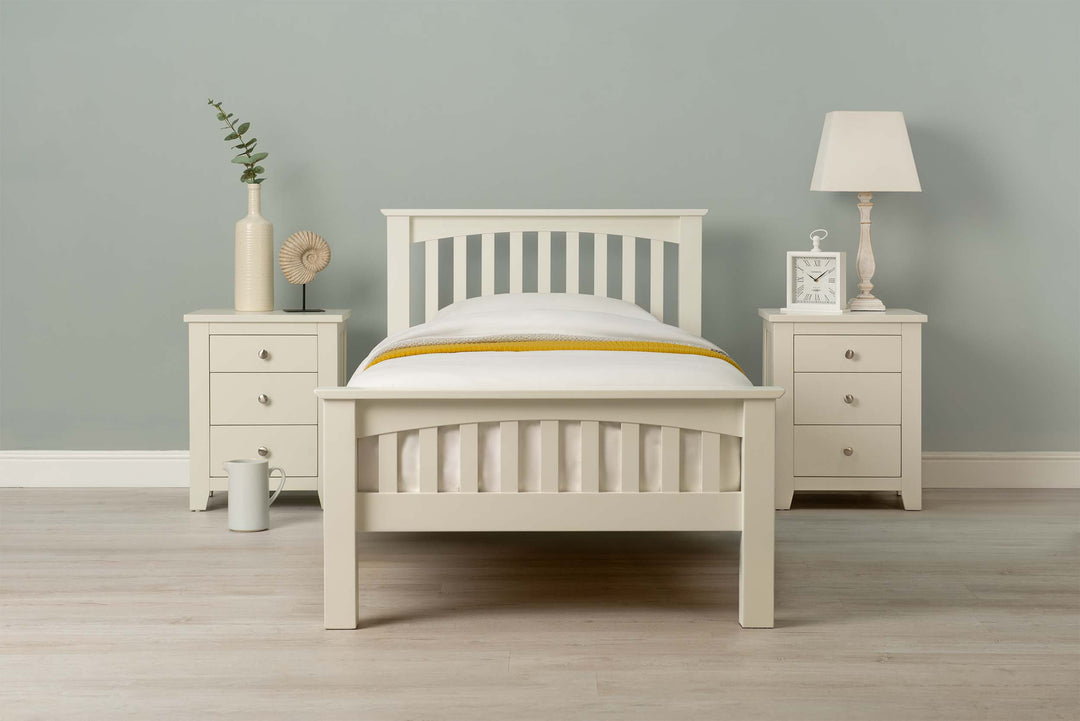 Boston Soft White Solid Wood Bed Frame - 3ft Single - The Oak Bed Store