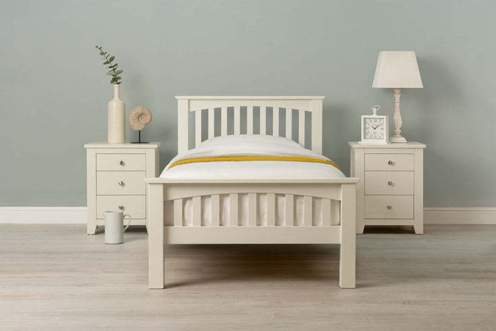 Boston Soft White Solid Wood Bed Frame - 3ft Single - The Oak Bed Store