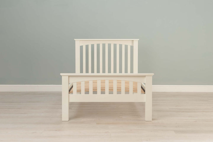 Boston Soft White Solid Wood Bed Frame - 3ft Single - The Oak Bed Store