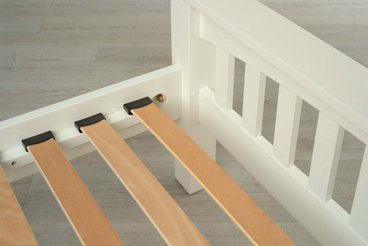 Boston Soft White Solid Wood Bed Frame - 3ft Single - The Oak Bed Store