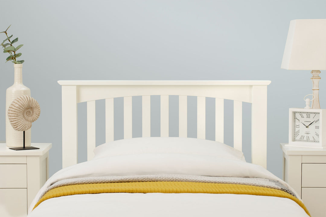 Boston Soft White Solid Wood Bed Frame - 3ft Single - The Oak Bed Store