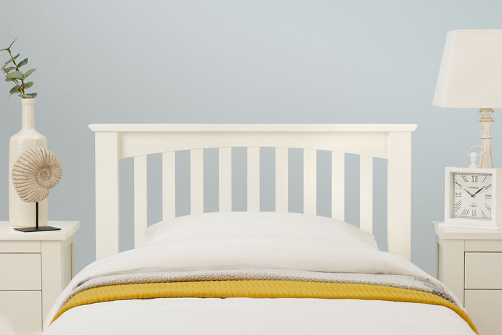 Boston Soft White Solid Wood Bed Frame - 3ft Single - The Oak Bed Store