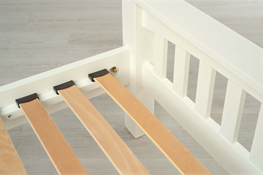 Boston Soft White Solid Wood Bed Frame - 3ft Single - The Oak Bed Store